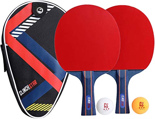 Clinch Star Raqueta de Tenis de Mesa/Ping Pong con Bolas de 3 Estrellas y Estuche Organizador