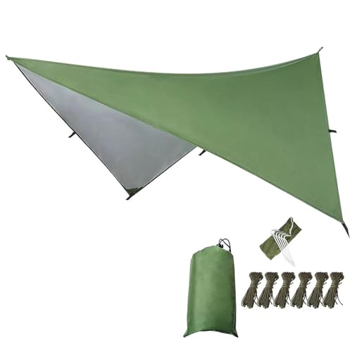 KANCOKIT Rain Fly, 10x10FT Large Size Camping Tarp, Waterproof Awnings Canopy Rain Fly Picnic Mat, Ultralight Survival Tent Tarp for Outdoors, Camping, Hiking, Picnic, Backpacking Beach Sun Shade