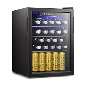 Antarctic Star 24 Bottle Wine Cooler/Cabinet Beverage Refrigerator Small Mini Wine Cellar Beer Soda Clear Glass Door Bar Fridge Quiet Operation Compressor Adjust Temp Control Freestanding, 2.4 Cu. ft
