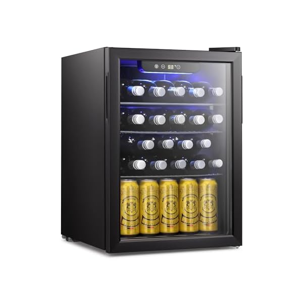 Antarctic Star 24 Bottle Wine Cooler/Cabinet Beverage Refrigerator Small Mini Wine Cellar Beer Soda Clear Glass Door Bar Fridge Quiet Operation Compressor Adjust Temp Control Freestanding, 2.4 Cu. ft