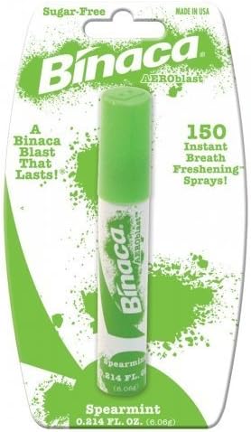 Binaca sugar-free Aeroblast 150 Breath Spray, Spearmint 0.2 oz(pack of 12)