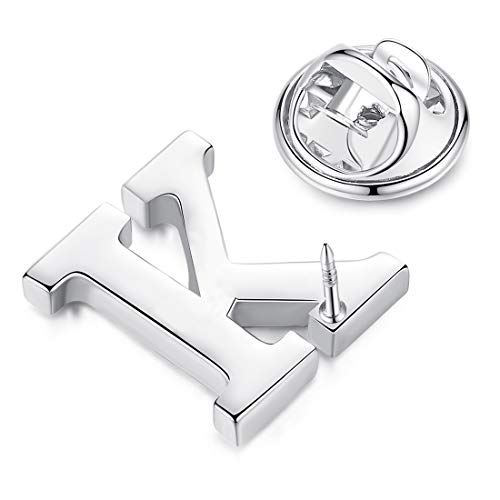Image of HONEY BEAR Initial Alphabet Letter Lapel Pins Collar Badge Brooches for Mens /Womens Shirt Dress Decoration Silver