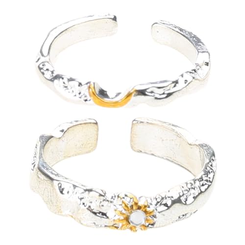 Anillos únicos de acero inoxidable con sol y luna, para él y ella, sol, luna, anillos de acero inoxidable para parejas, ocasiones especiales, accesorio para citas nocturnas