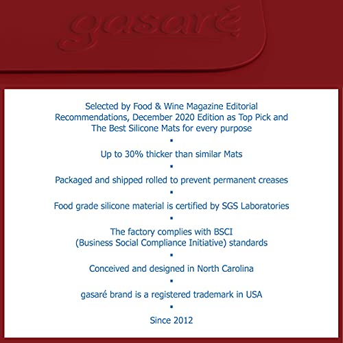 Image of GASARE, Set of 2, Extra Large, Thick, Silicone Mats for Kitchen Counter, Heat Resistant Mats, Countertop Protector, Non-Slip, Easy to Clean, 25 x 17 Inches x 1.4mm, Red