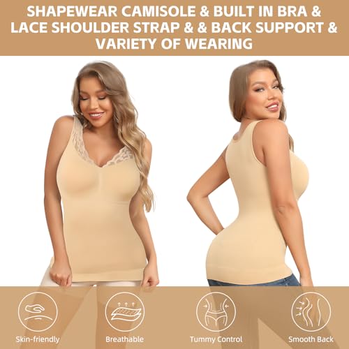 Image of JOYSHAPER Shapewear Camisoles with Built in Bra Tummy Control Shapewear Tank Tops for Women Padded Bras Shaper Cami