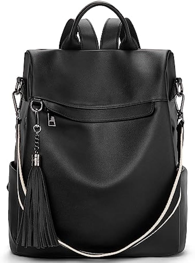 Telena Backpack Purse for Women, PU Leather Anti Theft Travel Backpack Purse Shoulder Bags with Tassel