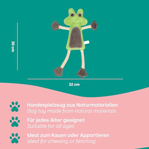 Emmi-pet Zerrspielzeug Frosch - Stressabbau für Hunde I Zahnpflege I Mit Kokosfaserfüllung I Ideal für für Welpen, mittelgroß & große Hunde I 1 Stück
