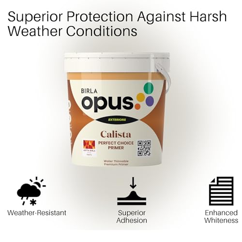 Image of Birla Opus Calista Perfect Choice Primer Paint (1L, White)-Water Thinnable Premium Primer-Outstanding Whiteness, Excellent Opacity-8 Years System Warranty-For Exterior Walls, Home, Office