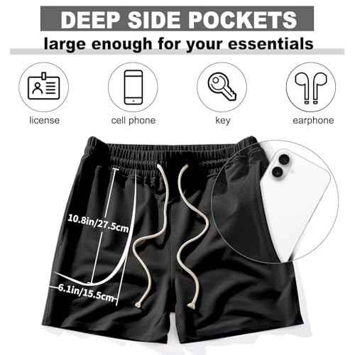 AIMPACT Mens Workout Sweat Shorts 5 Inch Cotton Casual Fitness Mens Athletic Gym Shorts with Pockets4