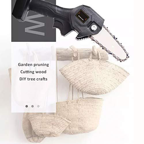 Mini Chainsaw, 4 Inch Cordless Electric Chainsaw Battery Chain Saw, One-Hand Handheld Chainsaw with Brushless Motor, Portable 24V Tree Saw for Courtyard Tree Branch Wood Cutting
