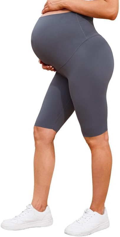 Womens Maternity Yoga Shorts Over The Belly Pregnancy Workout Athletic Running Biker Shorts Comfy Stretchy - Image 2