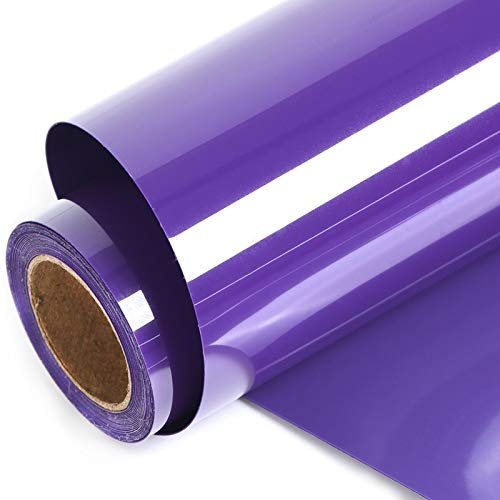 FUNKAKA Purple HTV Heat Transfer Vinyl Rolls 12 x 9ft Glossy Purple Iron on Vinyl for T-Shirt Adhesive HTV Vinyl for All Cutter Machines Easy to Cut & Weed for Heat Vinyl Design