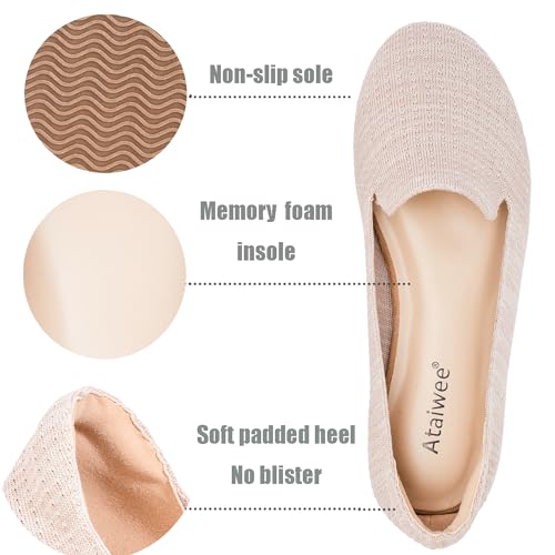 Image of Ataiwee Women's Wide Width Flat Shoes - Casual Round Toe Breathable Plus Size Comfortable Non-Slip Loafers.