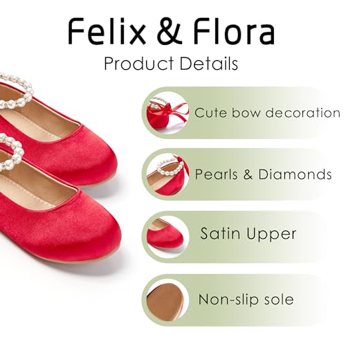 Image of Felix & Flora Girls Toddler Little Ballet Shoes - Flower Girls Mary Jane Flats Dress Shoes Party Wedding