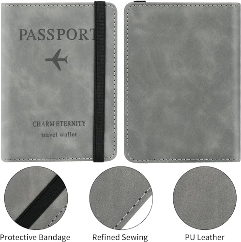 Image of CETLO Premium Passport Holder & Travel Wallet - RFID Blocking PU Leather Passport Cover & Document Organizer for Men & Women