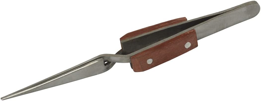 4-3/4" Fiber Cross-Locking Straight Tweezers Soldering Welding Jewelry Making Tool