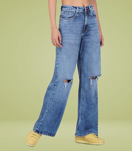 Image of i'sol Jeans for Women | Baggy Jeans for Women High Waist | Wide Leg Jeans for Woman | Bell Bottom Jeans