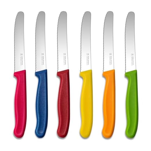 targzier coltelli da tavola,6 pezzi set di coltelli da cucina,Set di coltelli da bistecca in acciaio inox,coltello da pane affilato,Coltello per pomodori seghettato,lavabile in lavastoviglie,colorati