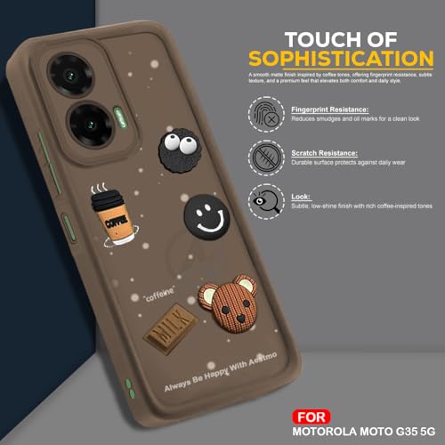 Image of AESTMO Back Case Cover for Moto G35 5G Cover | Cute Fun Cartoon 3D Ball | Coffee Silicone Case | Full Body Protection | Camera Protection Back Cover for Moto G35 5G (Brown)