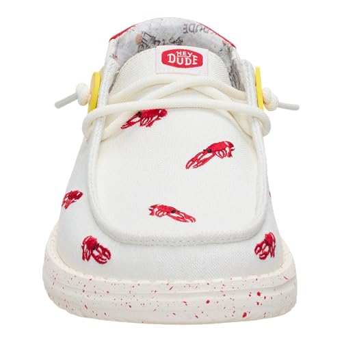 HEYDUDE Women's Wendy Embroidered Crawfish Slip On Shoe, White/Multi Size 11 | Lightweight Textile Loafer with Elastic Laces - image 4