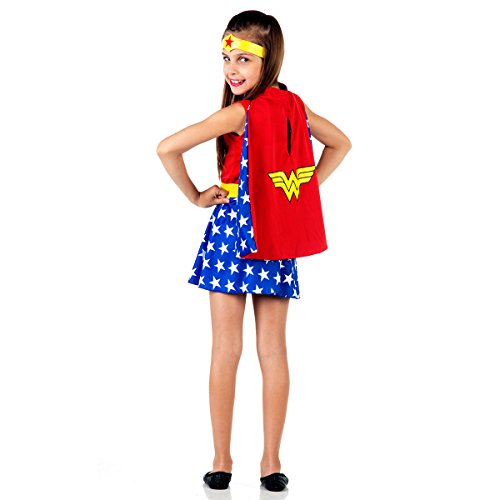 Capa Mulher Maravilha Infantil 925123-U, Vermelho/Azul, Sulamericana Fantasias