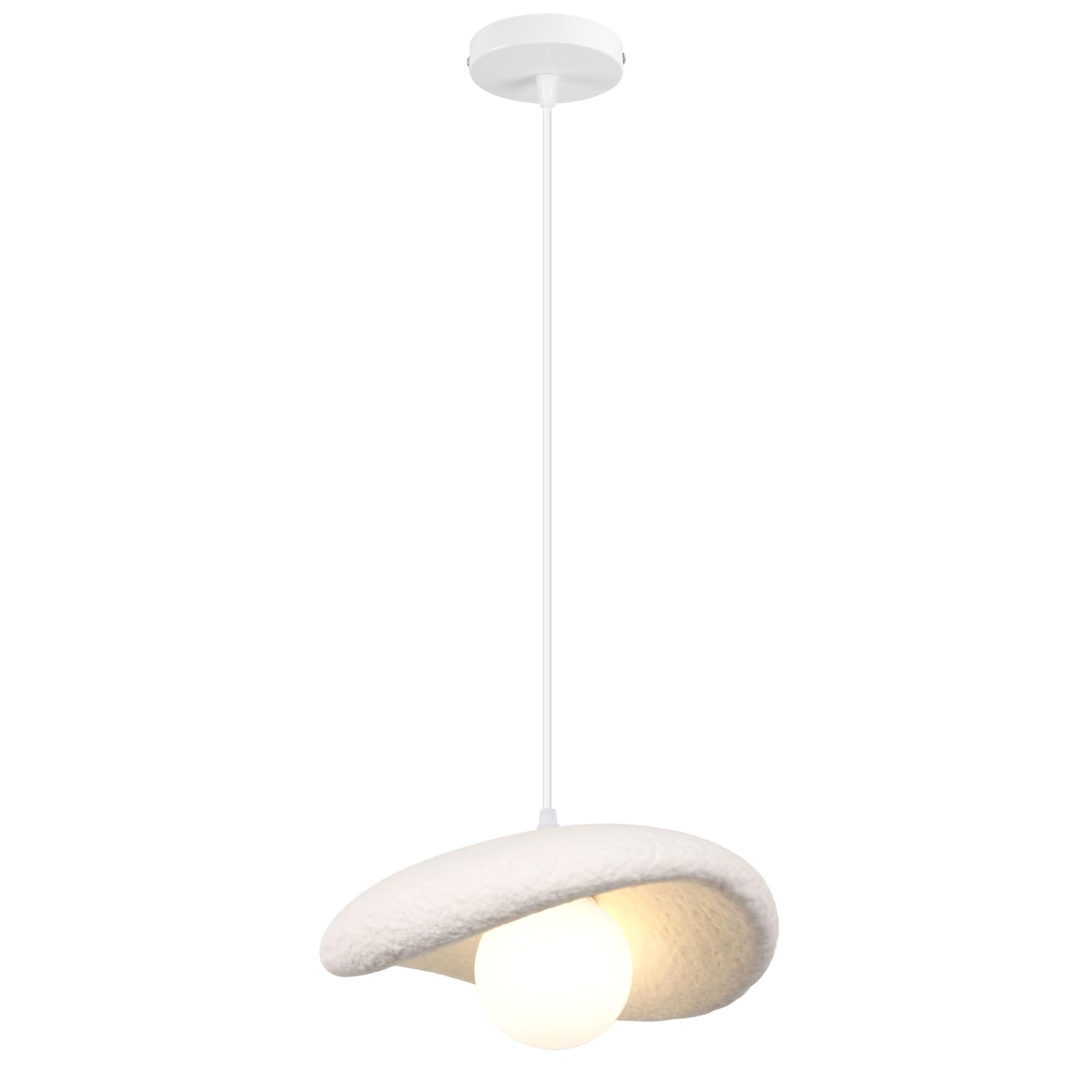 LYMSXAZOU Modern Wabi-Sabi Pendant Light - 20cm White Lampshade Ceiling Fixture Stylish Interior Lighting for Kitchen Dining Room Bedroom Bulb Included