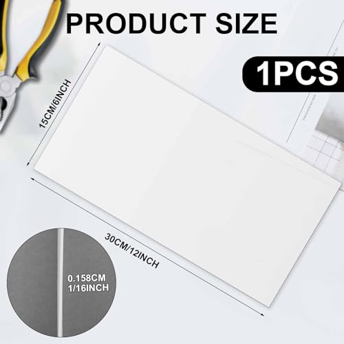Image of Sasylvia 1 Pcs Virgin PTFE Sheet 12 x 6 Inch, 1 /16 inch Thick Industrial Plastic Board for Machining, Insulation, Gasket and Electrical Applications