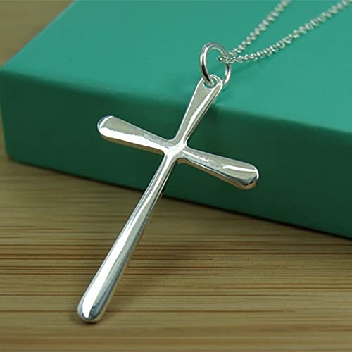 Collier avec Pendentif Longue Croix Argent 925 ZYFSHA - Idée Cadeau Idéale pour Vos Proches
