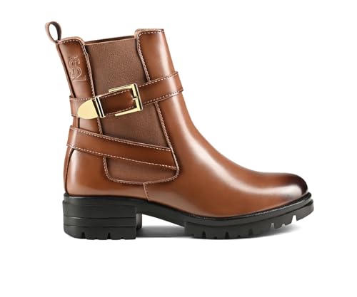 Image of LOUIS STITCH Women's High Ankle Boots| Elegant Buckle Slip-On Boots | Casual Slip-On Long Boots for Women | Casual & Formal Outings | LSLD-CLBT-LBB