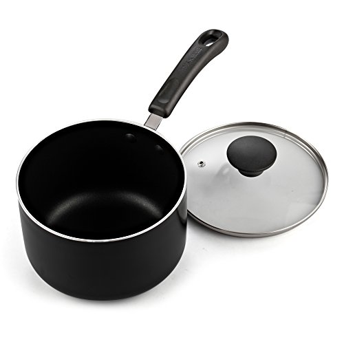 Cook N Home 02524 Nonstick Sauce Pan with Lid, 3-Qt, Black, Aluminum Second Image