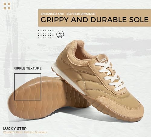 LUCKY STEP Women's Retro Fashion Sneakers Casual Thin Sole Anti-Slip Tennis Trainer Running Walking Shoes Trendy Trainer Comfortable Footwear2