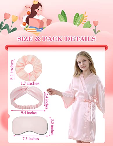 Girls Silky Robes Birthday Girl Spa Party Wedding Bridal Party Flower Girl Robe Kimono4