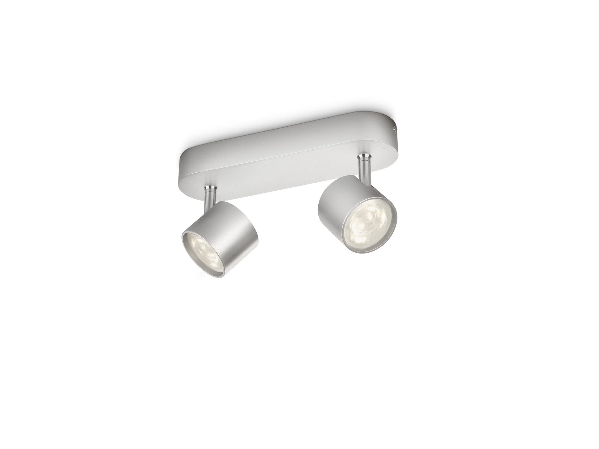 Philips LED Faretti Star, 2 Punti Luce Orientabili, 5W, Base Tonda, Grigio