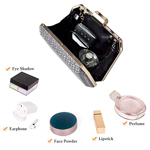 Damen Abendtasche Funkelnd Handtasche Glänzend Umhängetasche Glitzer Henkeltasche Hochzeit Brautbörse Elegant Schultertasche Cocktail Party Abschlussball Tasche für Frauen Roségold – Bild 5