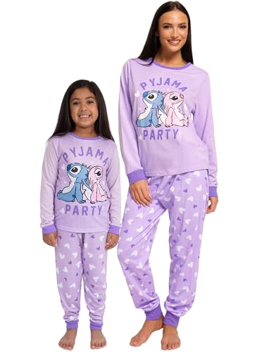 Disney Stitch Schlafanzug Damen | Mutter Tochter Schlafanzüge Für Damen | Frauen Und Mädchen Schlafanzug | Lila XXL