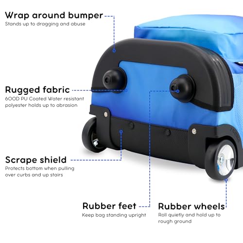 Image of J World Sunrise Kids Rolling Backpack with Wheels for Girls Boys, Roller Bookbag for School, 18 x 13 x 9 Inches, Blue Gradient