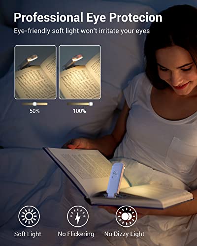 image for DEWENWILS USB Rechargeable Book Light, Warm White, Brightness Adjustab