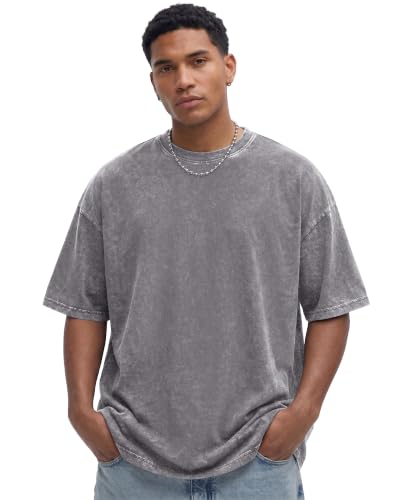 Image of Oversized Tshirts for Men Short Sleeve Vintage Washed Basic Loose Tees