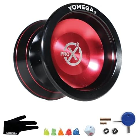 Yomega Pro x2 – Pro Level Aluminum Yoyo for Advance Players – H Shaped, C Size Ball Bearing with Adjustable Responsive/Nonresponsive Play + 3 Month Warranty (Red) Cover