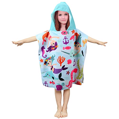 JORAKI Toalla Infantil con Capucha de niño y niña, Toalla de Playa Toalla de Baño Poncho Toalla Poncho Surf para Niñas Niños de 2 a 8 años