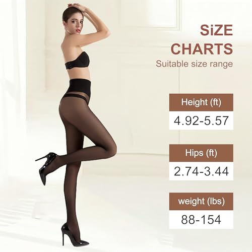 Image of Women's Ultra-Thin 40 Denier Pantyhose - Low-Waist T-Crotch Design, Anti-Snag Reinforced Toe & Heel, Sheer Stockings for Everyday Comfort(Black,L)