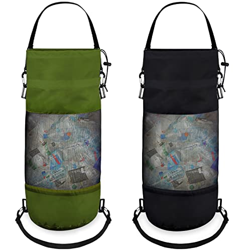 2 Packs Portable Boat Accessories Trash Bags Mesh Trash Bags Boats Trash Can Boat Garbage Container for Boat Kayak Camper Fishing Cabin Storage Men Women Adults (Black, Green)