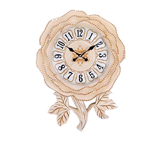 Decoración del hogar-QFF Reloj de Pared decoración de la Pared, Tridimensional Rose Forma del Reloj de Pared Estudio Plata Oro Sala Reloj de Pared Uso Familiar (Color : Gold, Size : 50 * 68 * 8cm) Cover