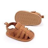 HsdsBebe Infant Baby Boys Girls Summer Beach Sandals Breathable Athletic Anti-slip Soft Sole Newborn First Walker Crib Shoes(ZZY3206 brown,3)