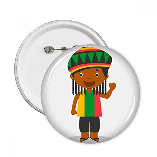 Badge bouton Jamaïque cartoon pour customiser un vêtement triste