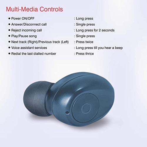 Image of iBall EarWear TW10 in-Ear Bluetooth Wireless Headphones with Protective Charging Case - Steel Blue