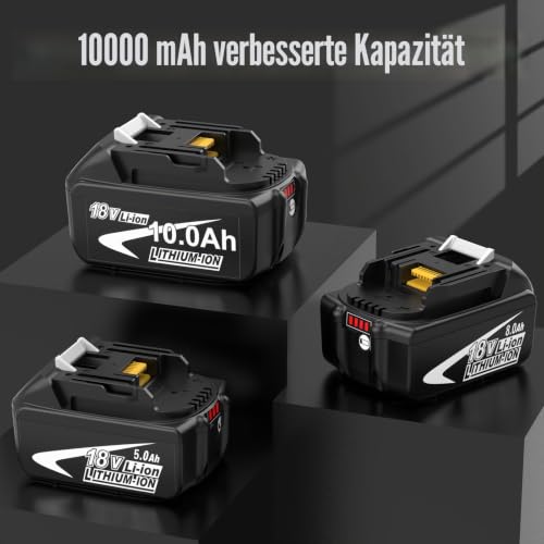 2 Stück 10000mAh Ersatzakku für Makita Akku18V 10Ah für BL1850B BL1860B – Ansicht 6