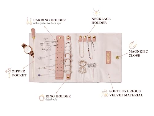Velutto-Luxury-Travel-Jewelry-Organizer-Velvet-Jewelry-Roll-Jewelry-case-Jewelry-Holder-Organizer-Earring-Necklace-Ring-Bracelet-Organizer-Travel-Size-Jewelry-Bag