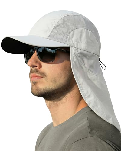 Mens Sun Hat with Breathable Mesh Sun Hats for Men Fishing Hat Light Grey