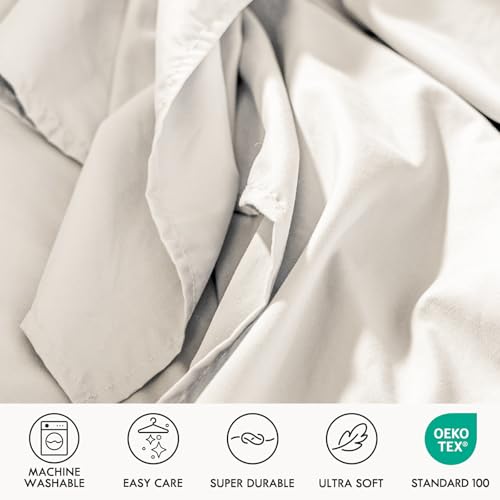 Image of ClevaHome Queen Sheets Set - 6 Piece Fitted Bed Sheet Set, Crystal White